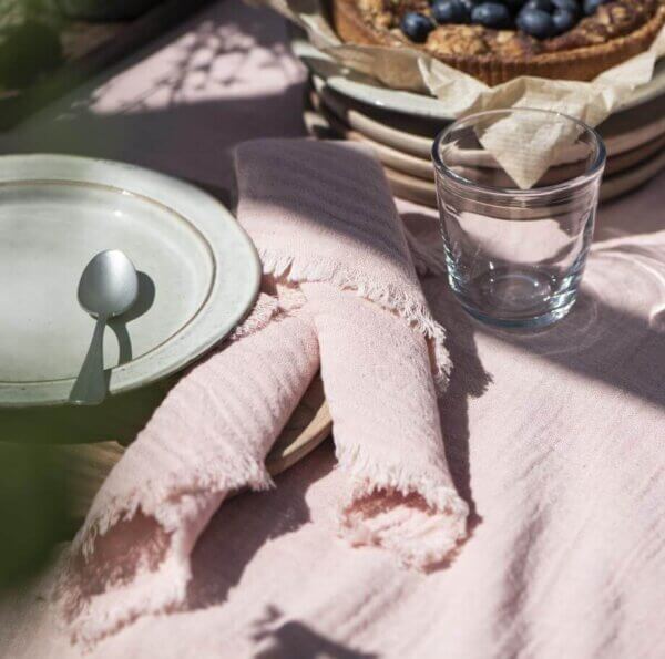 IB Laursen Stoffservietten rosa hellblau grau beige Baumwolle Tisch