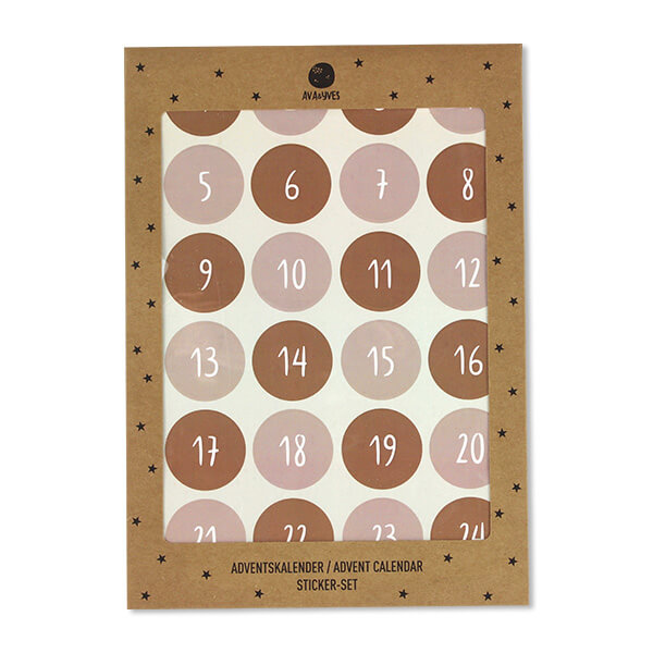 Adventkalendar Sticker Set rosa gold rost hellblau mehrfarbig