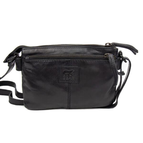 CL 41703 Maithe grau Bear Design Tasche Leder Umhängetasche schwarz