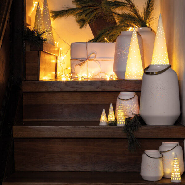 Porzellanlaterne Handarbeit Licht gross klein räder Design Laterne Porzellan weiss Kerze deco Garten Home cosy