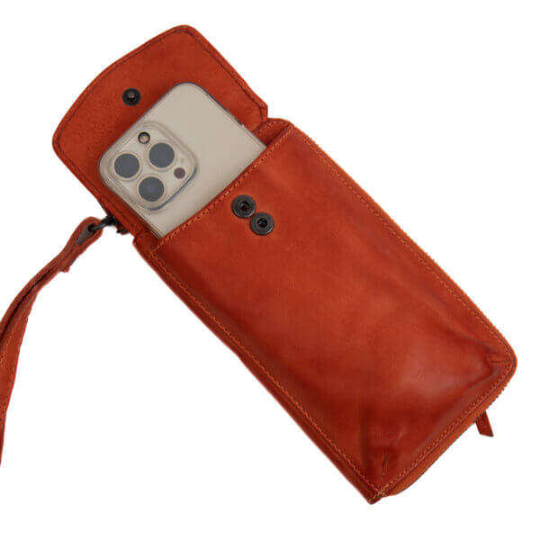 Zoey CP 6035 brick Leder Handytasche Unterwegs Ziegelrot Orange