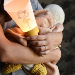 Polochon et cie Lampe aufladbares Nachtlicht Tragbare Fee gelb holz Nachhaltig Kinderzimmer