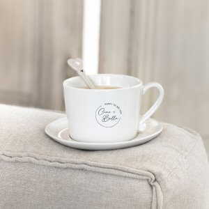 Bastion Collections Keramik Kaffee Tee Tea Pause Geschirr Love Liebe Herz weiss beige schwarz Teller Unterteller Espresso Latte MAcchiato New Neu Kollektion Winter